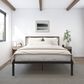 The Monday Company Queen Metal and Upholstered Platform Bed with USB Ports in Black, , large