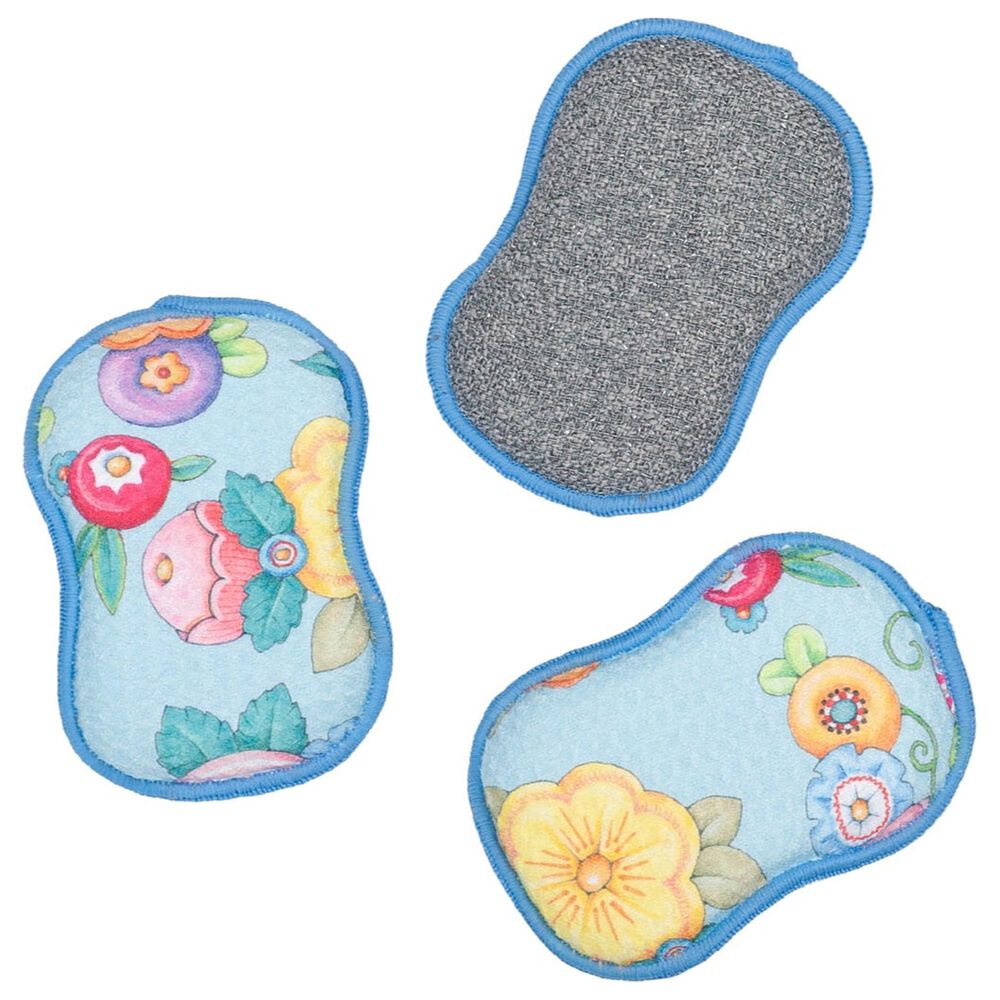 Once Again Home Wildflower Garland Reusable Sponge in Light Blue &#40;Set of 3&#41;, , large