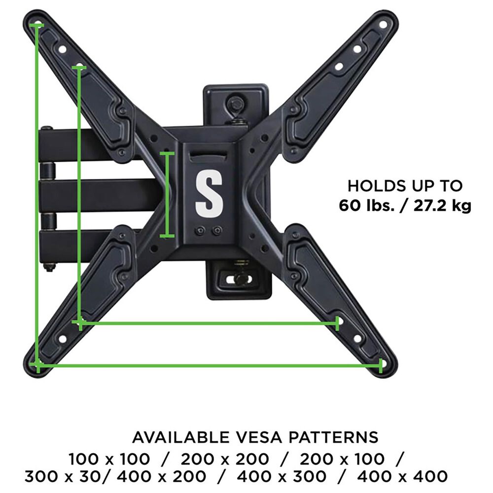 Secura Full Motion Wall Mount for 26&quot; - 55&quot; Flat-Panel TVs in Black, , large