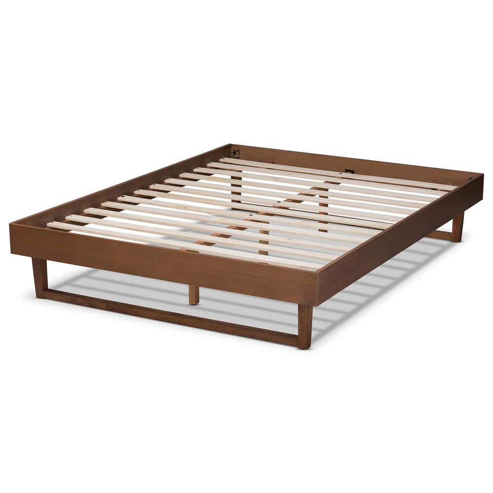Baxton Studio Liliya King Platform Bed Frame in Walnut Brown, , large