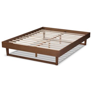 Baxton Studio Liliya King Platform Bed Frame in Walnut Brown, , large