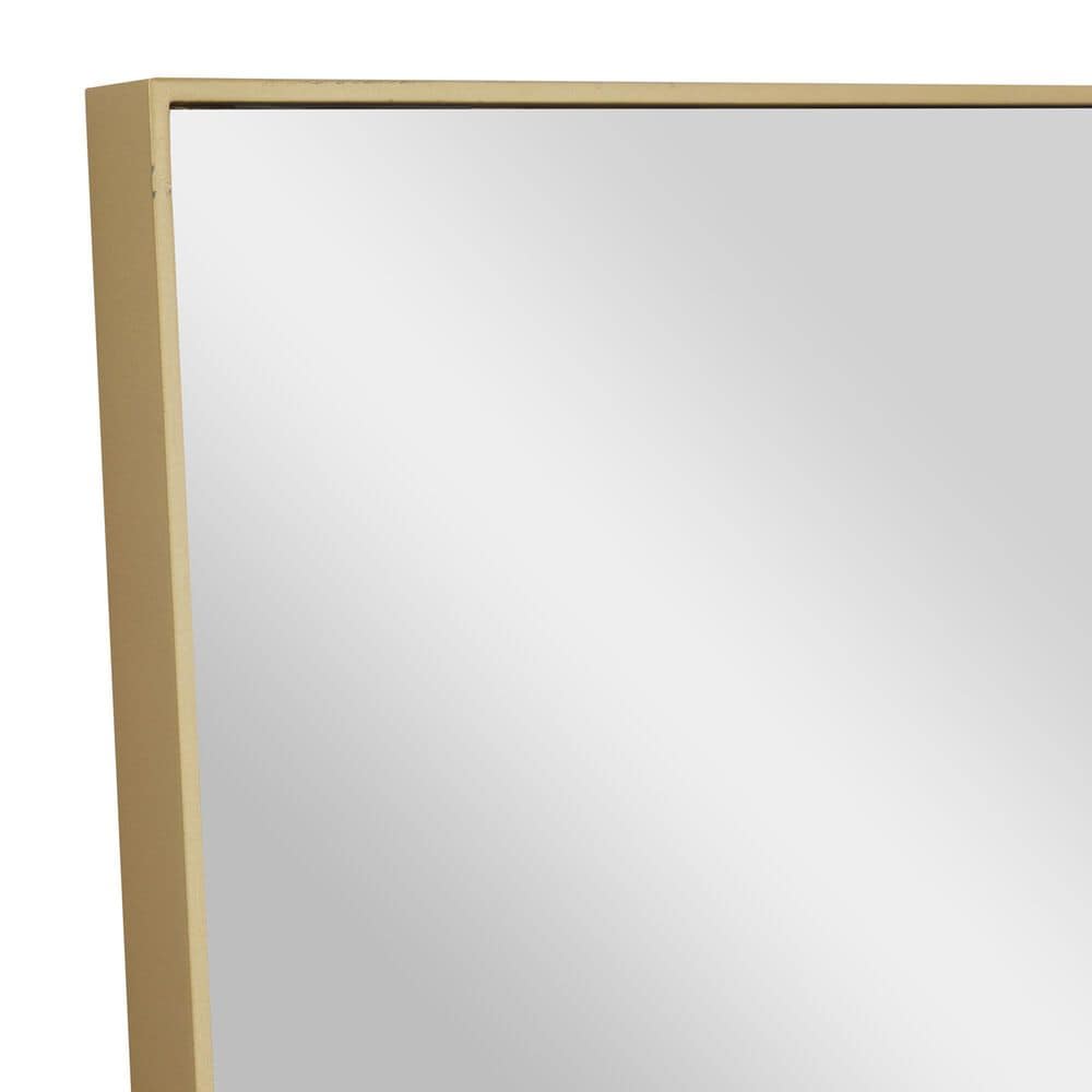 Maple and Jade 36&quot; x 18&quot; Rectangular Wood Wall Mirror with Thin Minimalistic Frame in Matte Gold, , large