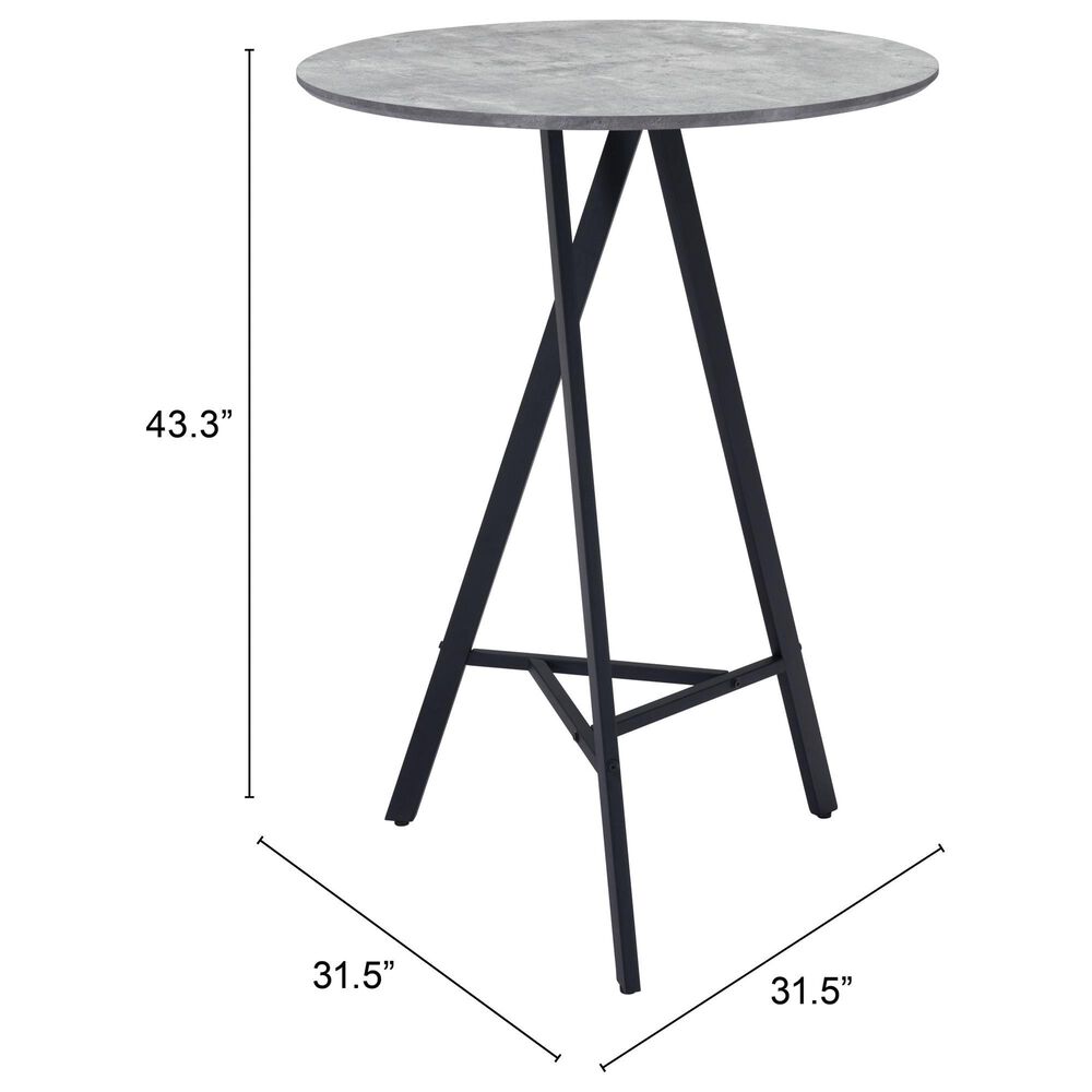 Zuo Modern Metz Bar Table in Grey Marble and Black, , large
