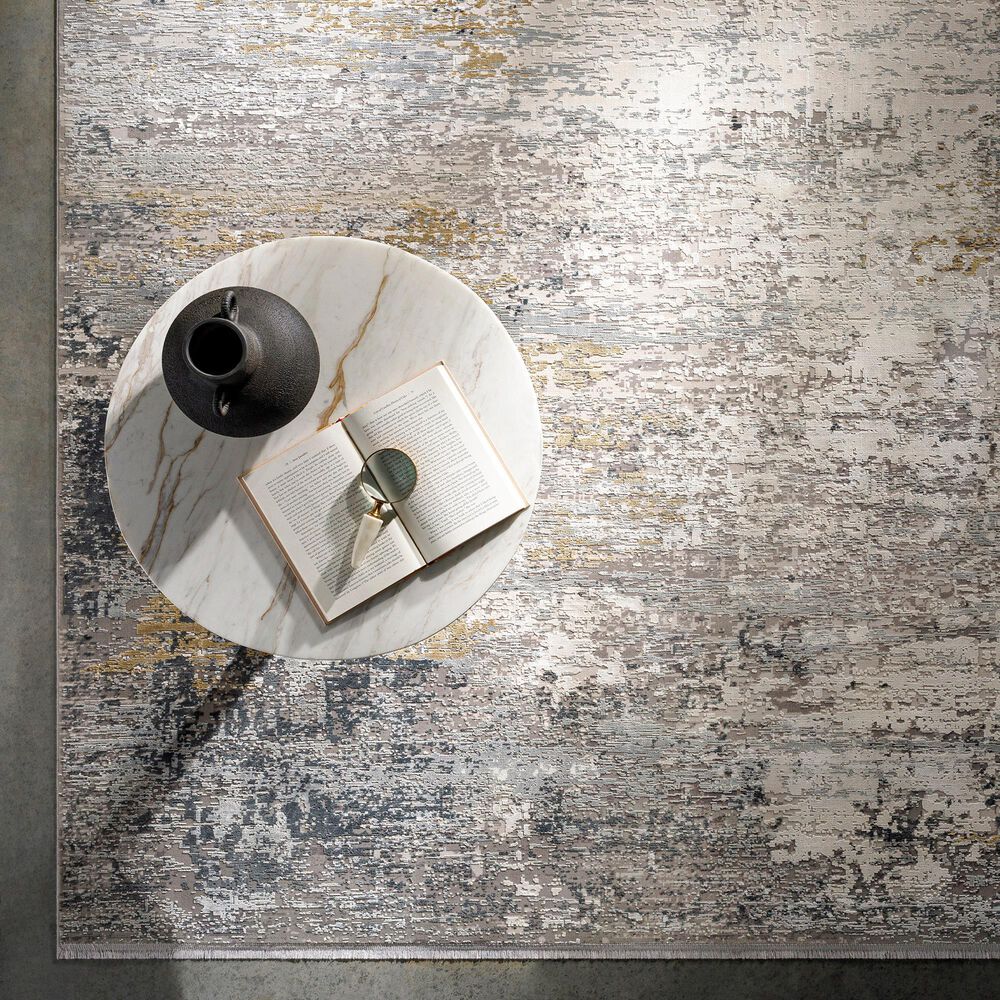 Surya Solar 7&#39;6&quot; x 11&#39;2&quot; Charcoal, Gray, Saffron and White Area Rug, , large