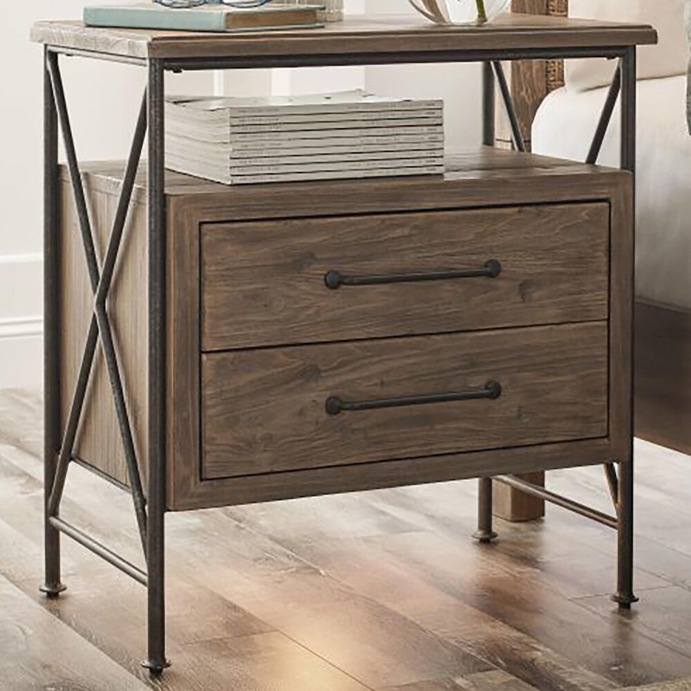 Kincaid Modern Forge Crockett 2 Drawer Nightstand in Sandy Brown Poplar, , large