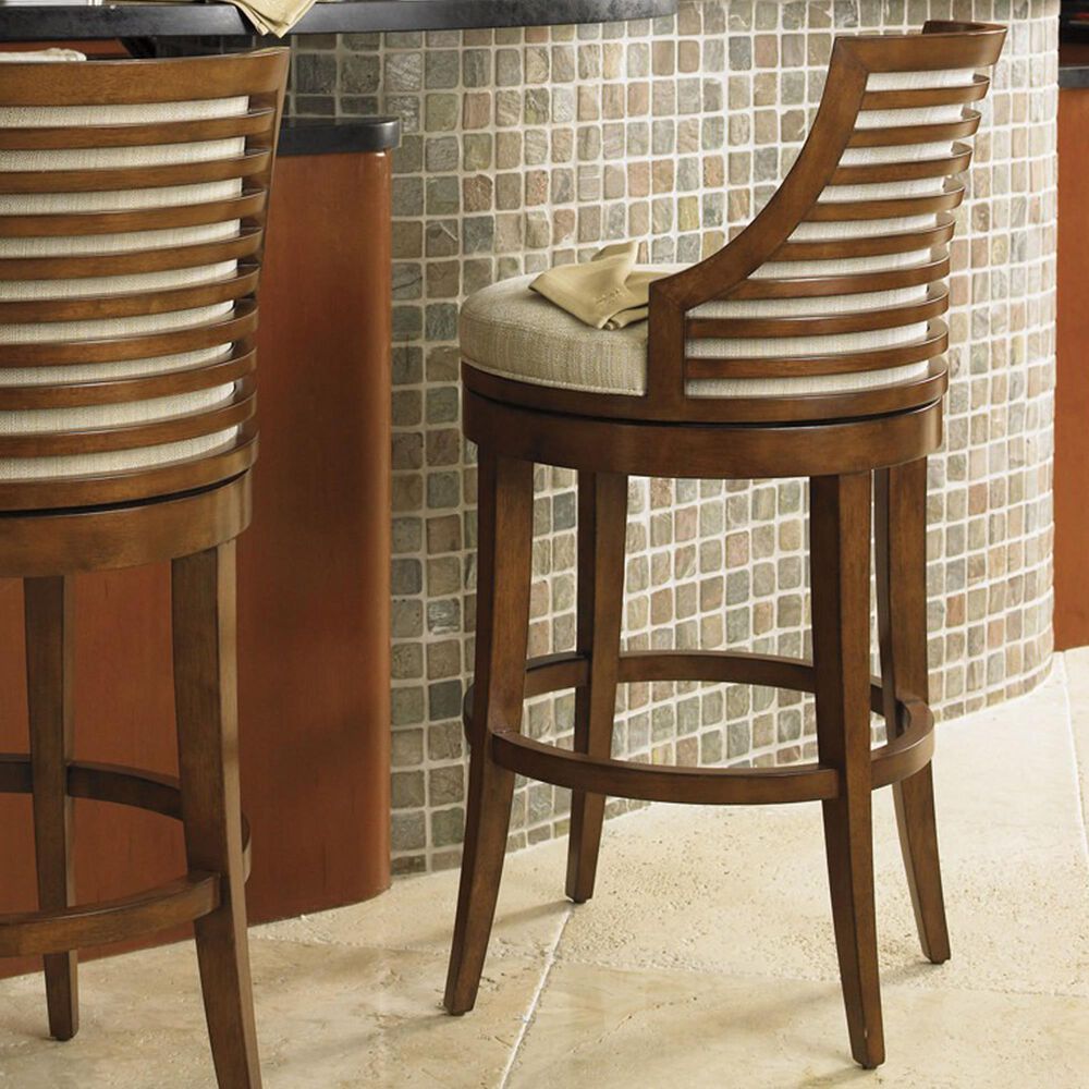 Lexington Home Brands Ocean Club Cabana Swivel Bar Stool in Bali Finish, , large