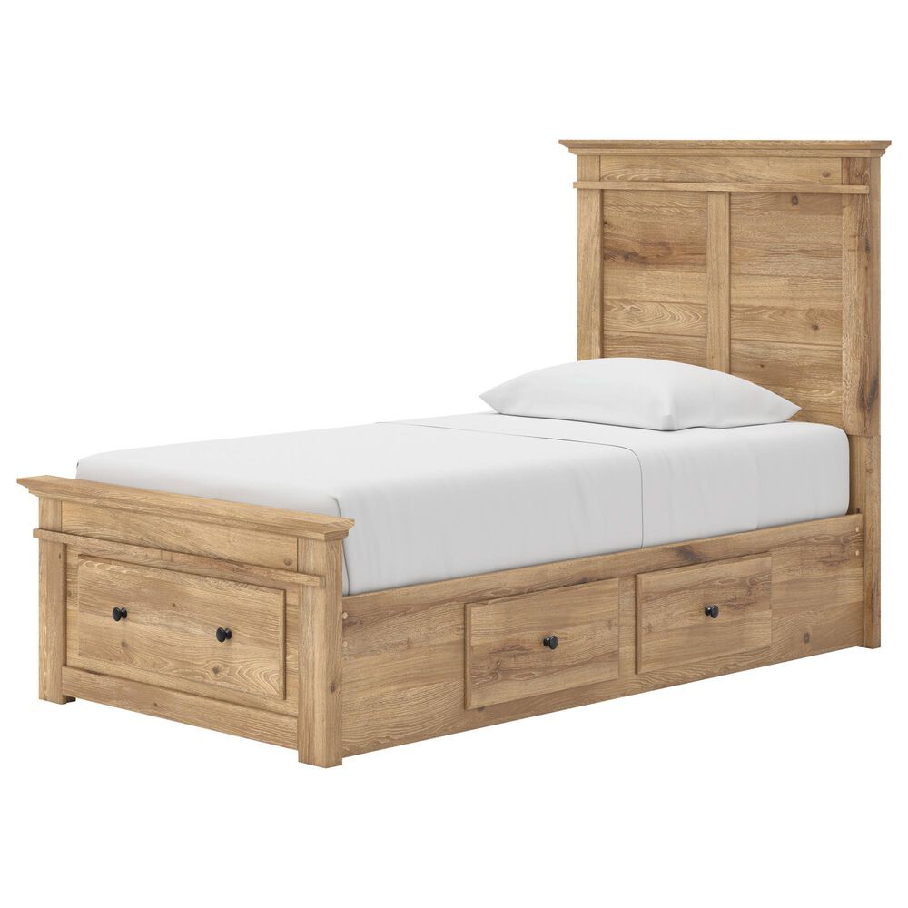 Ashley Makidern 4-Piece Twin Storage Bedroom Set with Five Drawers in Natural Brown, , large