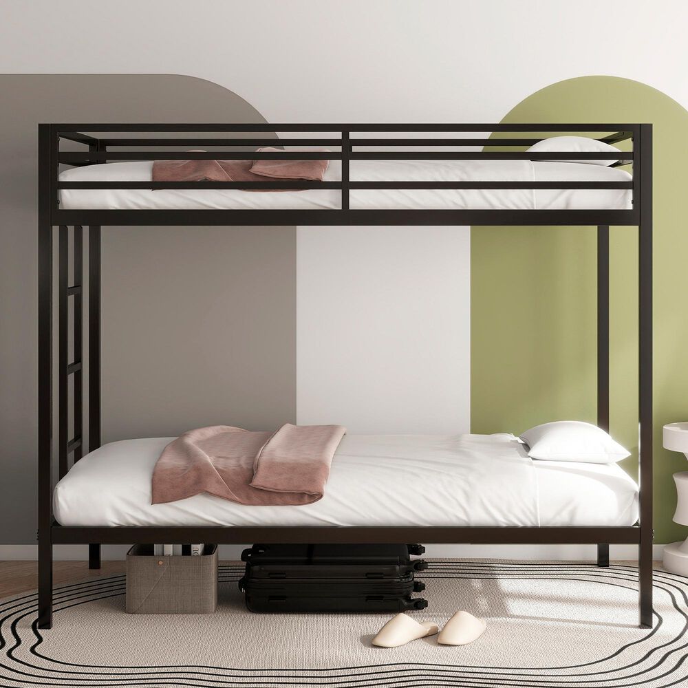 Hearth and Haven Adam Twin over Twin Bunk Bed in Black, , large