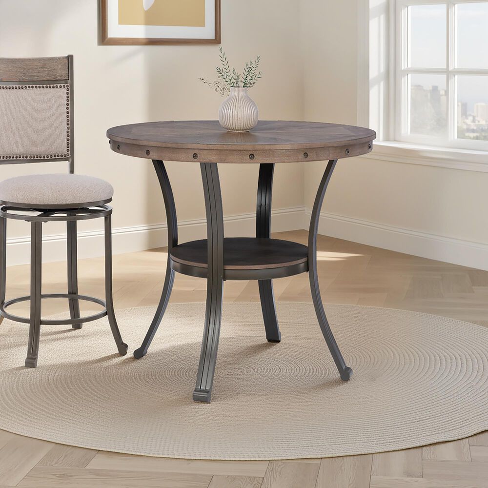 Linon Home Decor Franklin Counter Height Table in Pewter and Grey - Table Only, , large