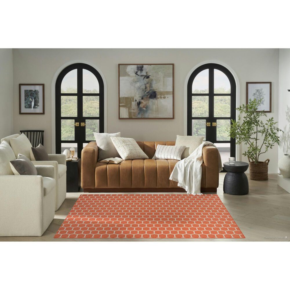 Nourison Twist Reversible 5&#39; x 7&#39; Coral Indoor/Outdoor Area Rug, , large