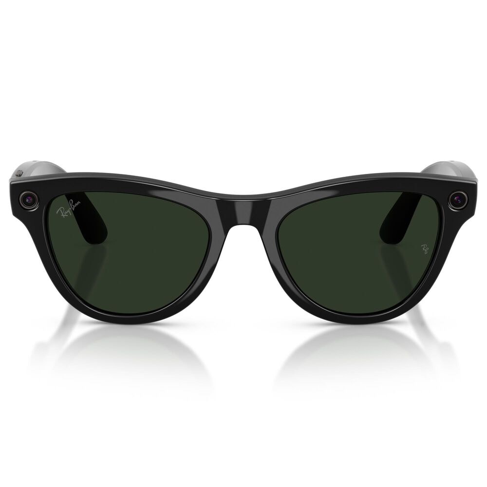 Rayban Glasses Skyler Gen 2 Sunglasses with Graphite Green Transitions Lenses in Shiny Black, , large