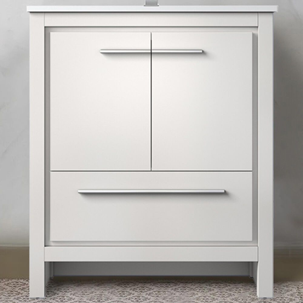 Lexora Home Lafarre 30&quot; Single Bathroom Vanity in White with 2 cm White Cultured Marble Top and Rectangular Sink, , large