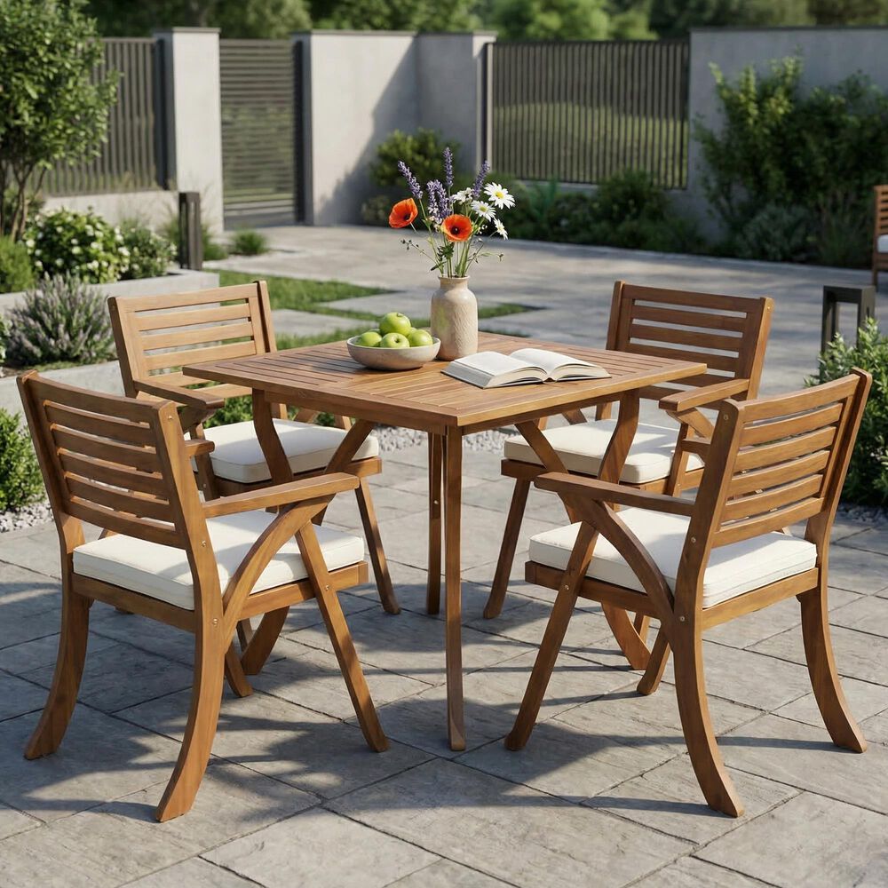 Hearth and Haven Hermosa 5-Piece Outdoor Dining Set in Cream, , large