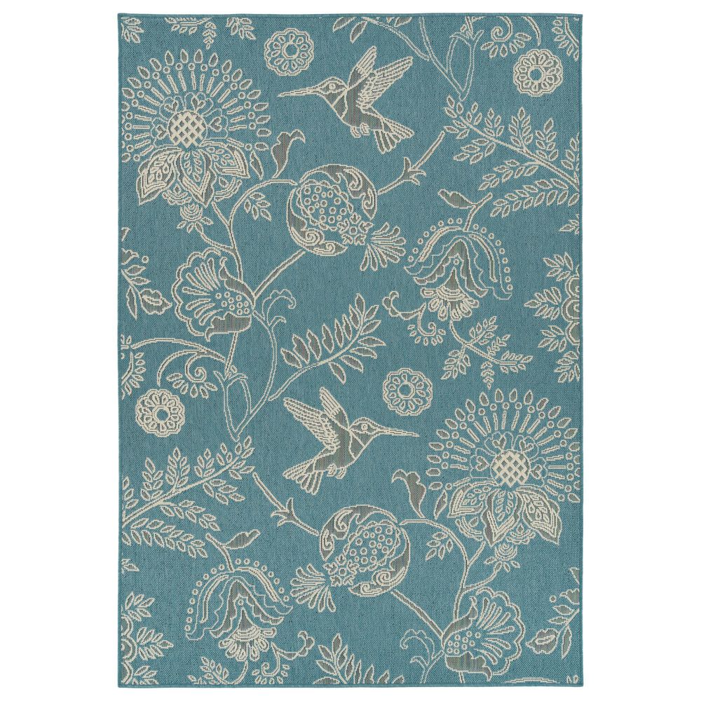 Kaleen Rugs Amalie Floral 2"2" x 8" Light Blue and Ivory Indoor/Outdoor Runner, , large