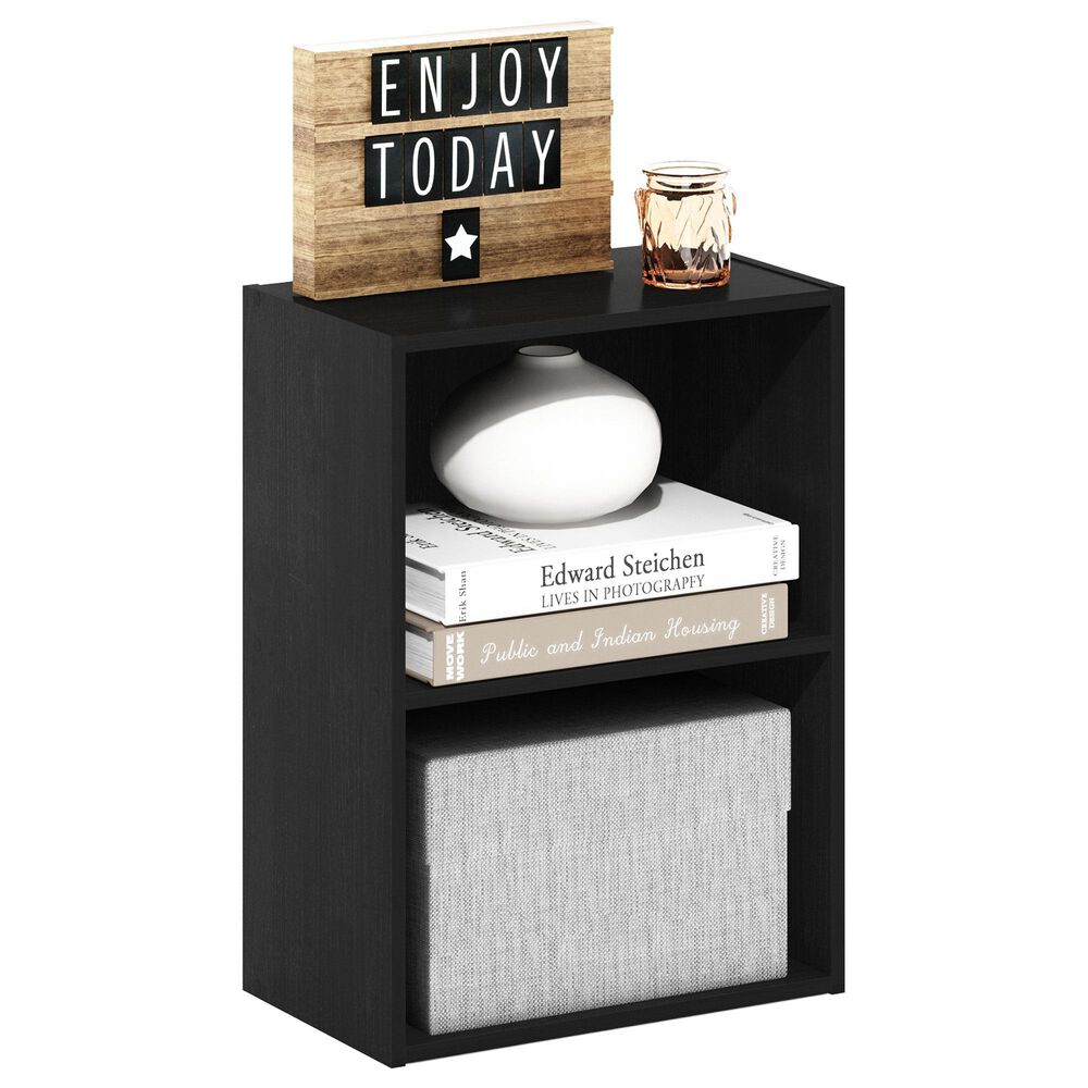 HOMLUX 2-Tier Cube Compact Storage Shelf Organizer Bookcase in Blackwood, , large
