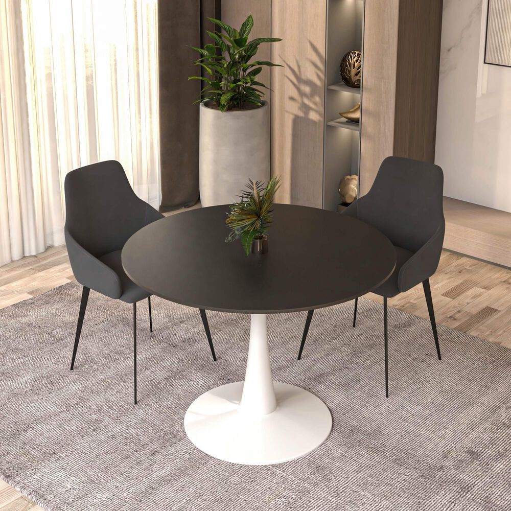 Leisuremod Bristol 40&quot; Round Dining Table with MDF Top in White and Black - Table Only, , large