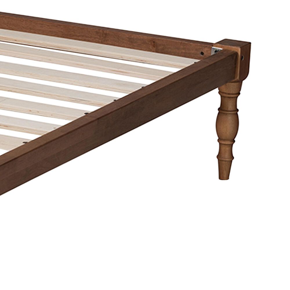 Baxton Studio Iseline Full Platform Bed Frame in Walnut Brown, , large