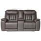 Bassett Benson Leather Power Reclining Console Loveseat in Tuscan Gunmetal, , large