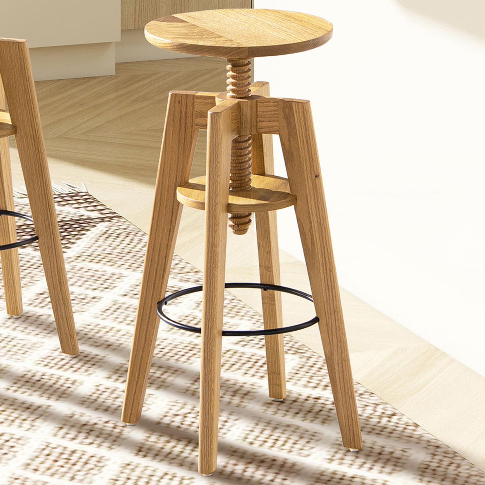 Jennifer Taylor Home Spencer Adjustable Stool in Natural Brown