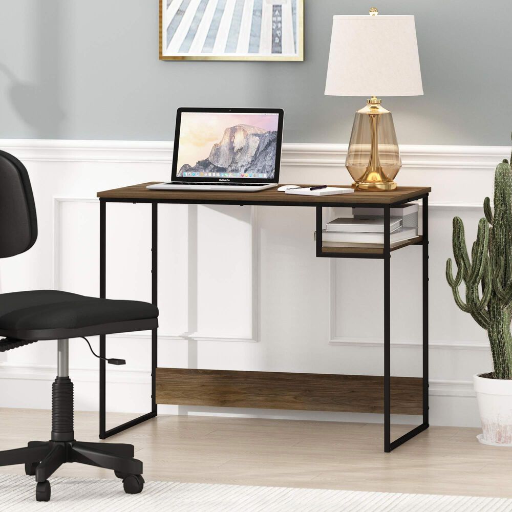 HOMLUX Moretti 35" Study Desk with Open Storage Space in Columbia Walnut, , large