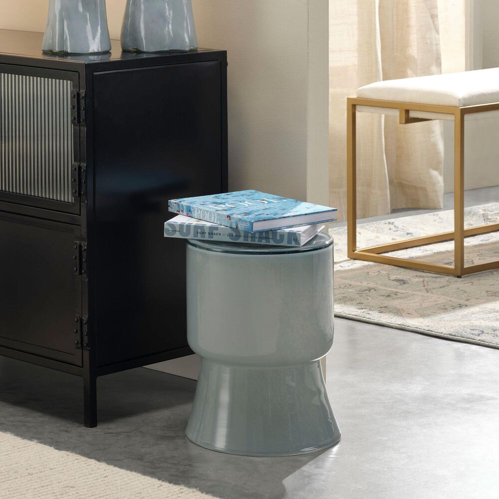 Splendor Living Upland Glass Garden Stool in Blue, , large