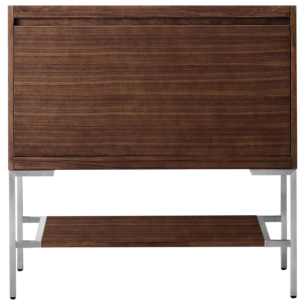 James Martin Vanities Mantova 35.4" Single Vanity Cabinet in Mid-Century Walnut and Brushed Nickel, , large