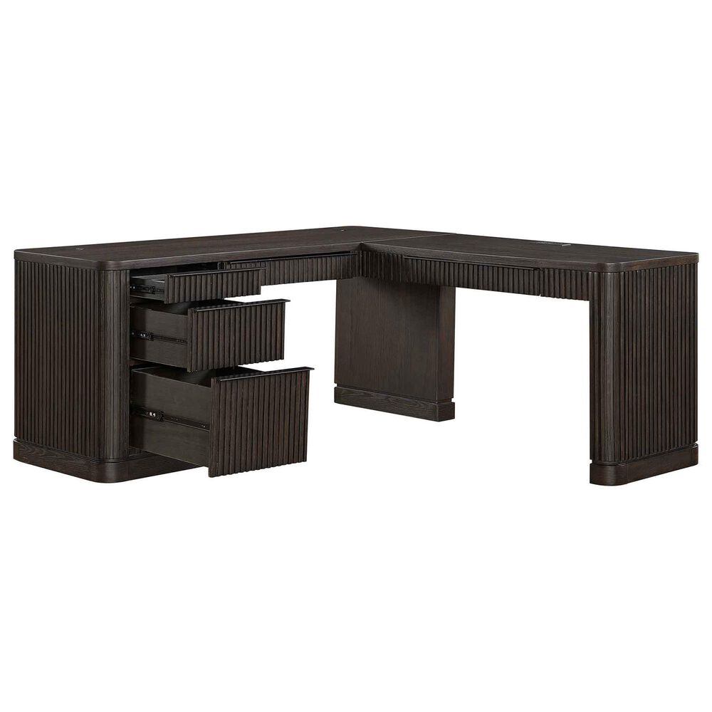 Wycliff Bay Tulane L-Shape Desk with Open Return in Dark Chocolate, , large