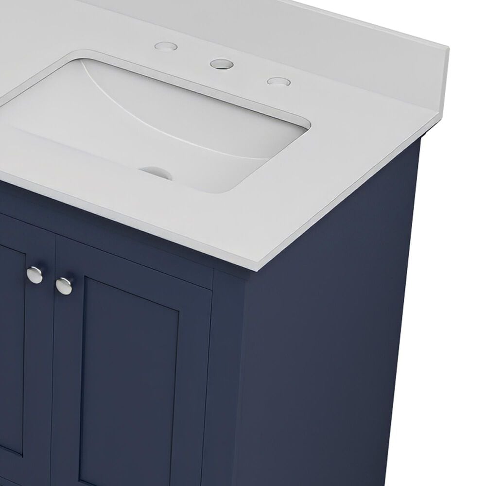 Lexora Home Dukes 60" Double Bathroom Vanity in Navy Blue with 2 cm White Quartz Top and Rectangular Sinks, , large