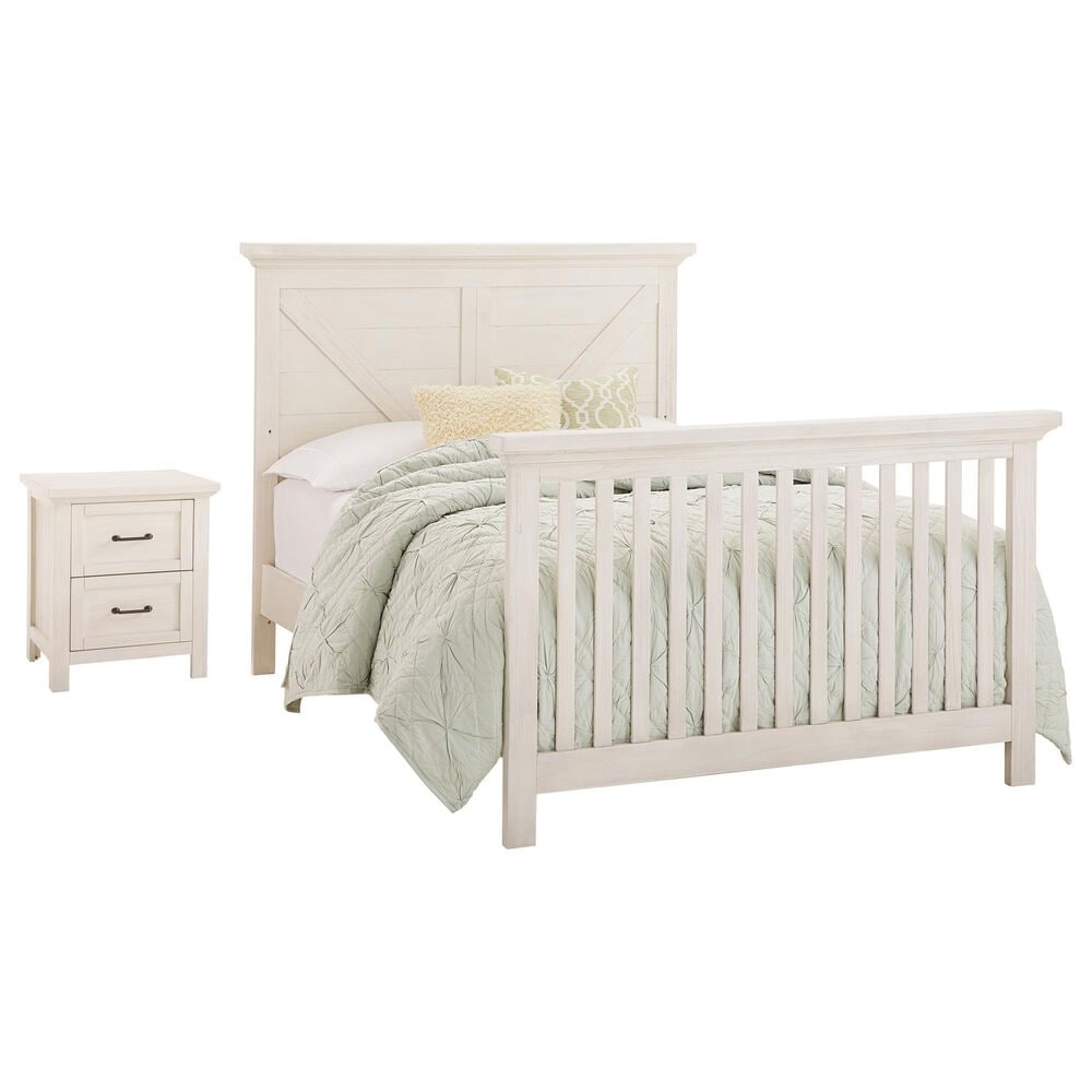 Eastern Shore Westfield Full Panel Platform Panel Bed and Nightstand in Brushed White, , large