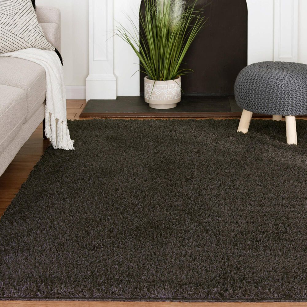 Central Oriental Geneva Shag 5&#39; x 7&#39; Soot Area Rug, , large