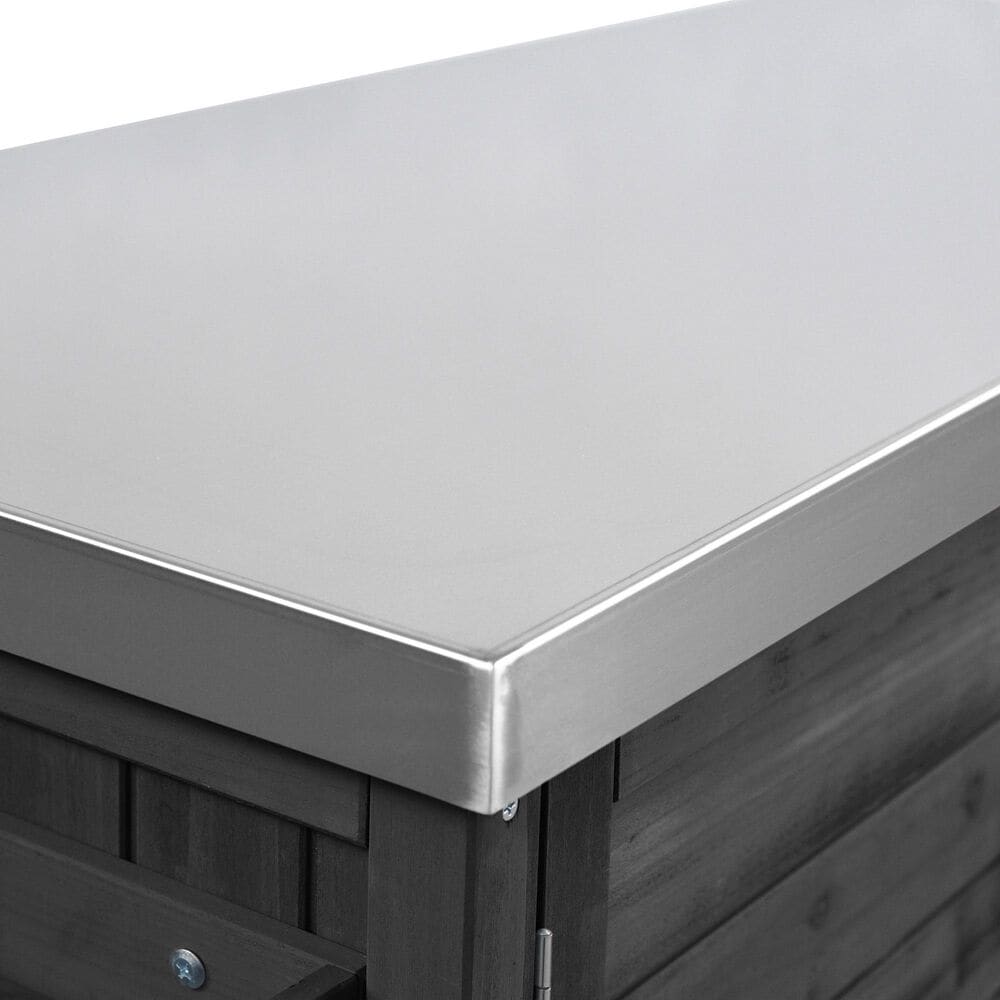 HOMLUX 78.3" Outdoor Kitchen Island with Foldable Grill Table in Black and Stainless Steel, , large
