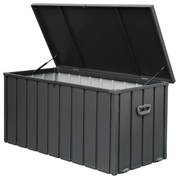HOMLUX 100-Gallon Outdoor Waterproof Storage Deck Box with Lockable Lid in Dark Gray, , large