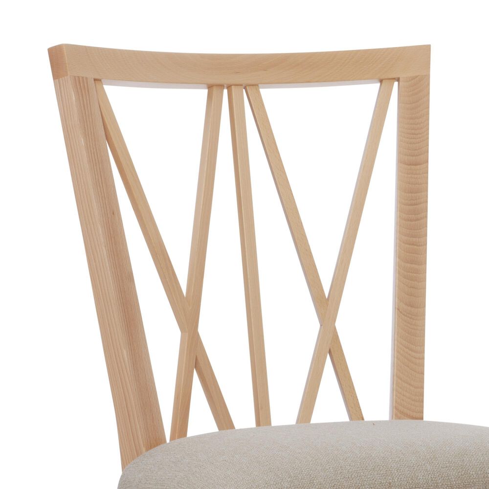 Linon Home Decor Bailey Side Chair with Beige Fabric Cushion Seat in Natural, , large