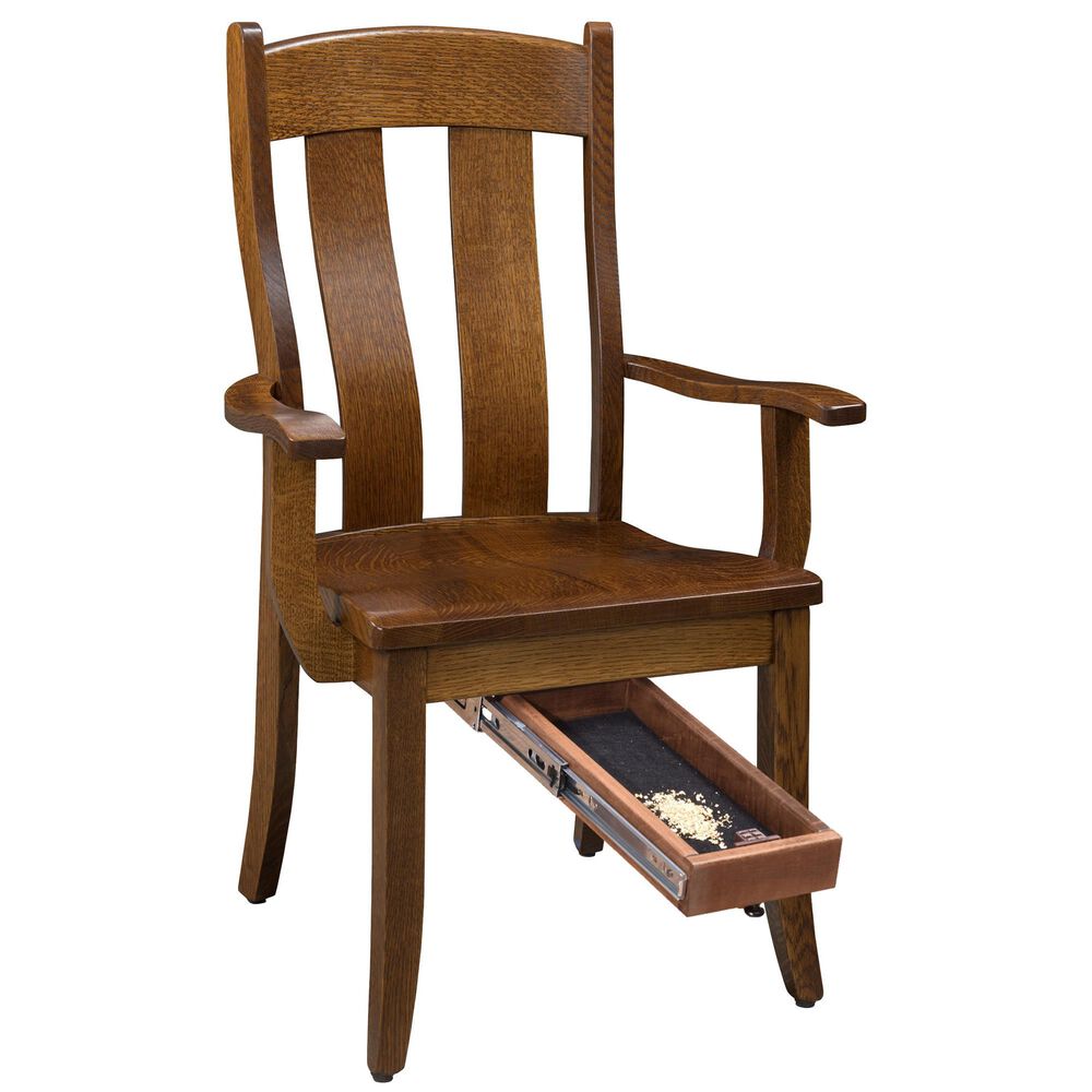 Trailway Llc Fort Knox Arm Chair with Quick Drawer in Rustic Quartersawn White Oak, , large