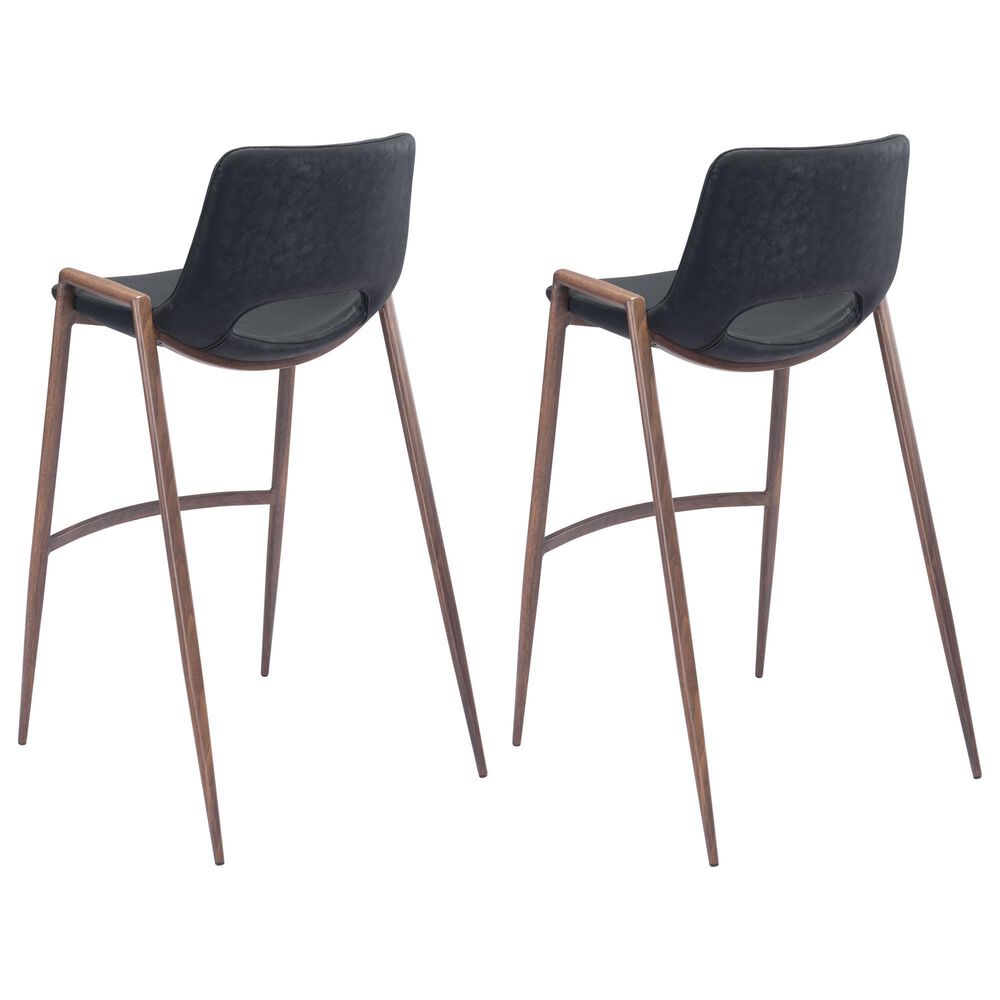 Zuo Modern Desi Bar Chair in Black and Dark Brown &#40;Set of 2&#41;, , large