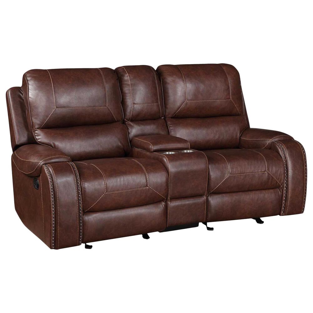 Crystal City Keily Manual Glider Reclining Loveseat in Brown, , large