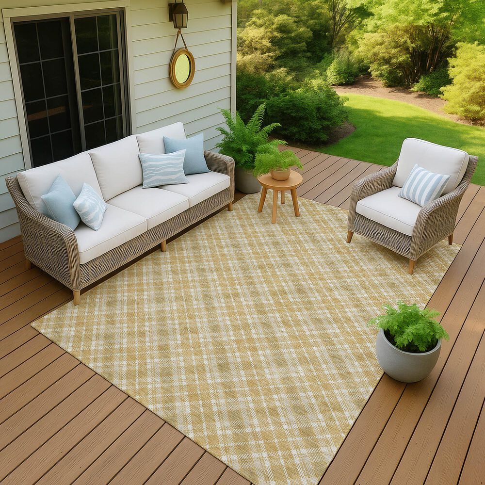 Dalyn Rug Company Soft Essentials Plaid Gold 5' x 7'6" Indoor/Outdoor Area Rug, , large