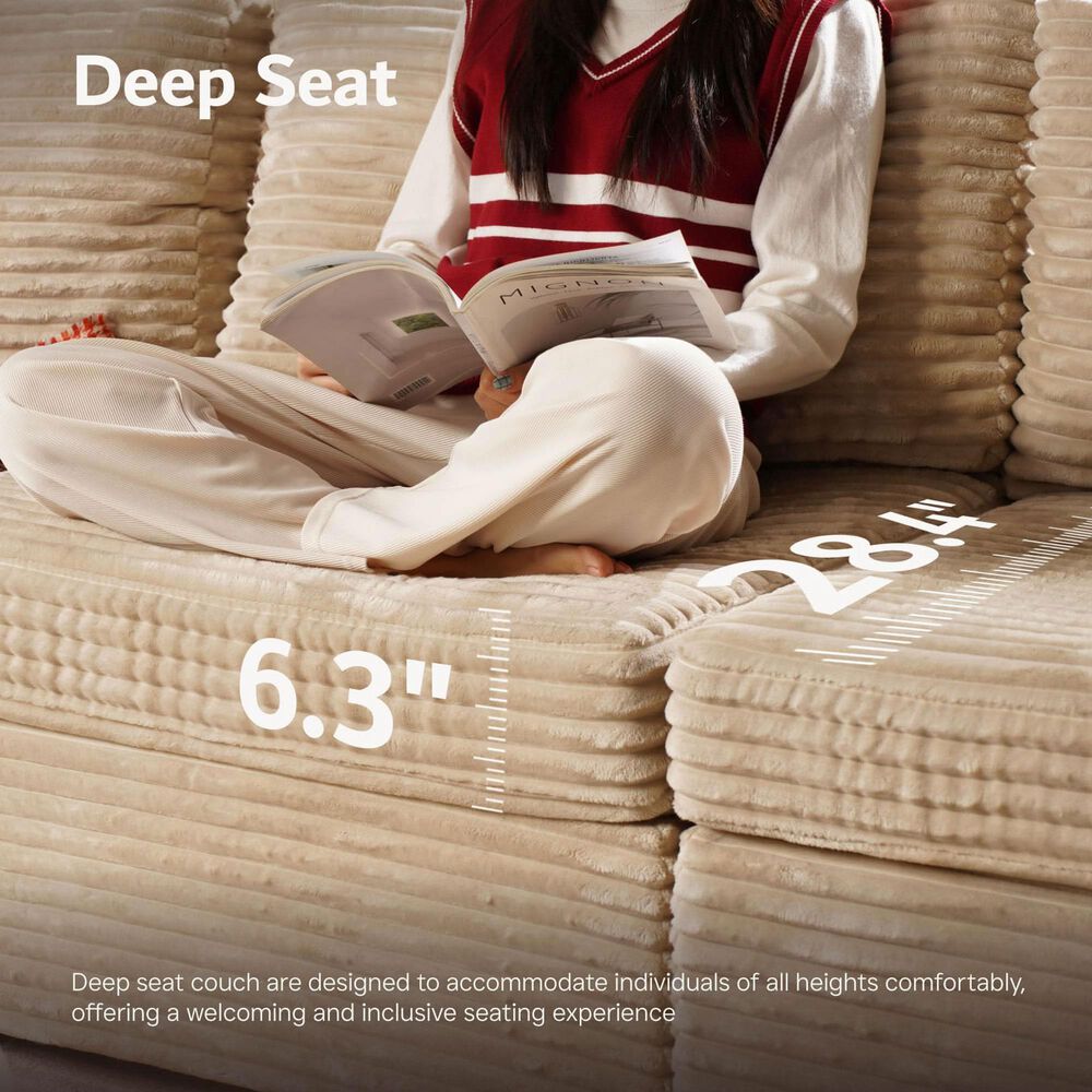 HOMLUX 8-Piece Mod U-Sectional with Chaise in Beige, , large