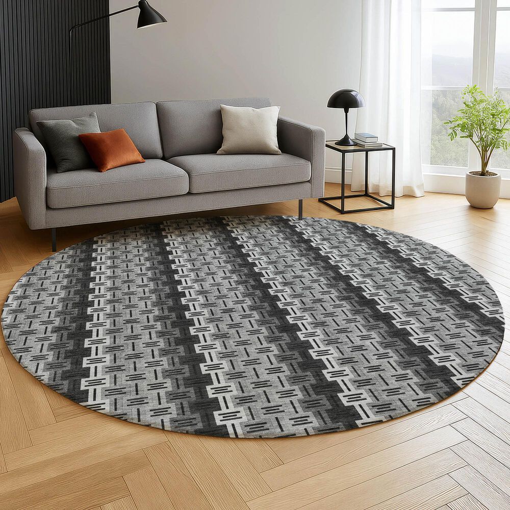 Dalyn Rug Company Kenner KN3 Black 8' Round Area Rug, , large