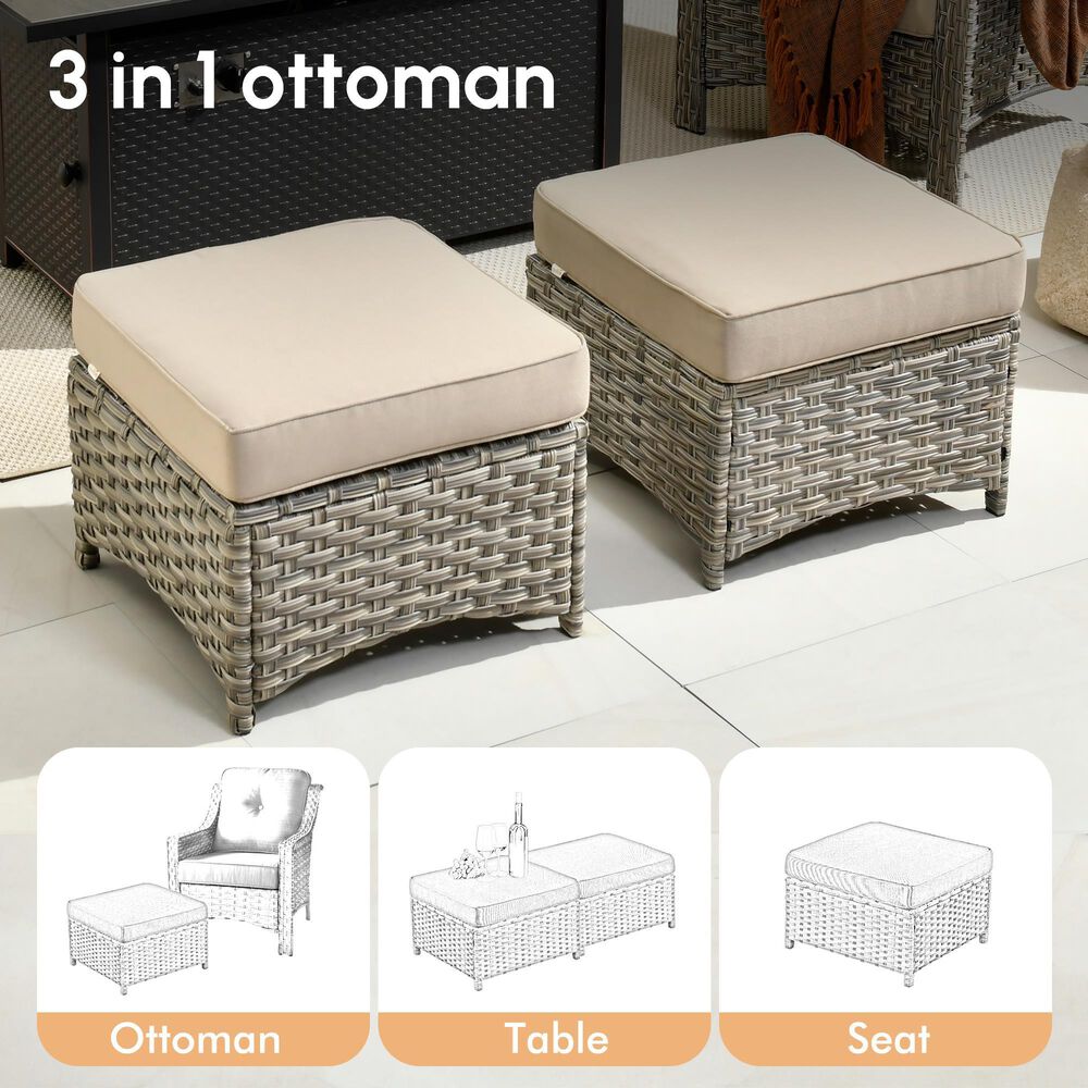 HOMLUX 5-Piece Patio Conversation Set with Two Ottomans in Beige, , large