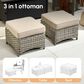 HOMLUX 5-Piece Patio Conversation Set with Two Ottomans in Beige, , large