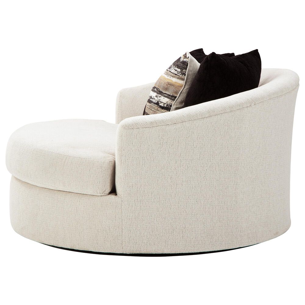Ashley Cambri Oversized Round Swivel Chair in Snow, , large