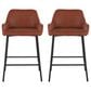 LumiSource Daniella 24" Counter Stool with Camel Upholstery in Black (Set of 2), , large
