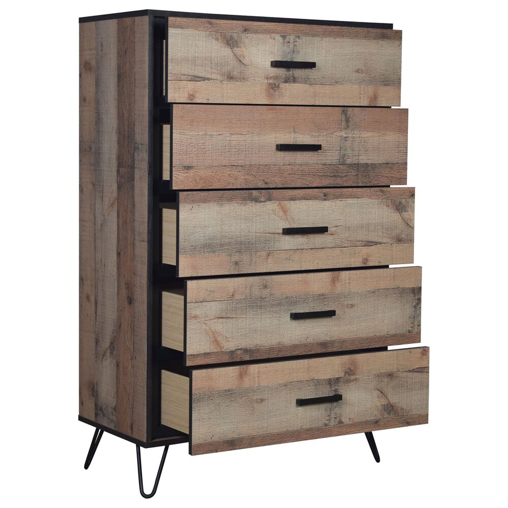 New Heritage Design Elk River 5-Piece Queen Bedroom Set in Rustic Brown and Black, , large
