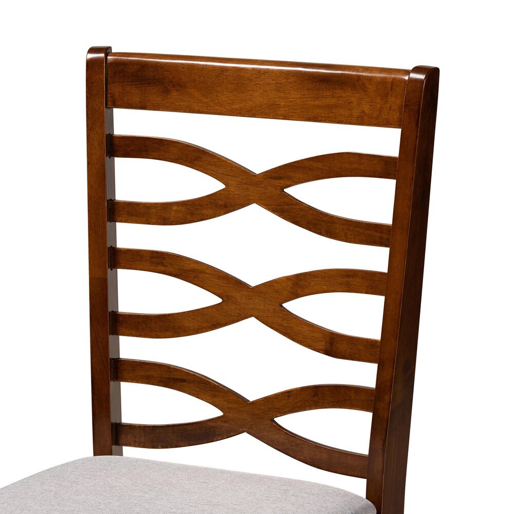 Baxton Studio Lanier Side Chair with Grey Cushion in Walnut Brown (Set of 2), , large