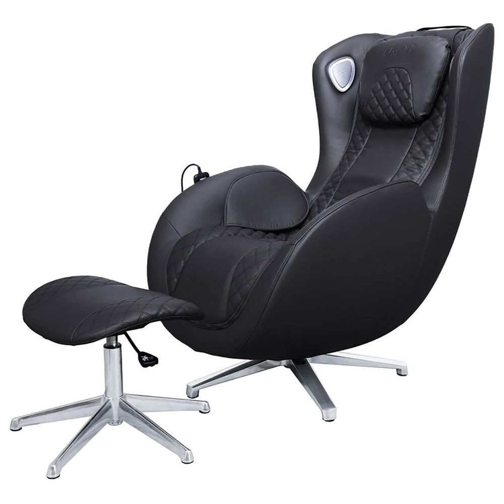 Osaki Bliss Vegan Leather Massage Ottoman in Black, , large