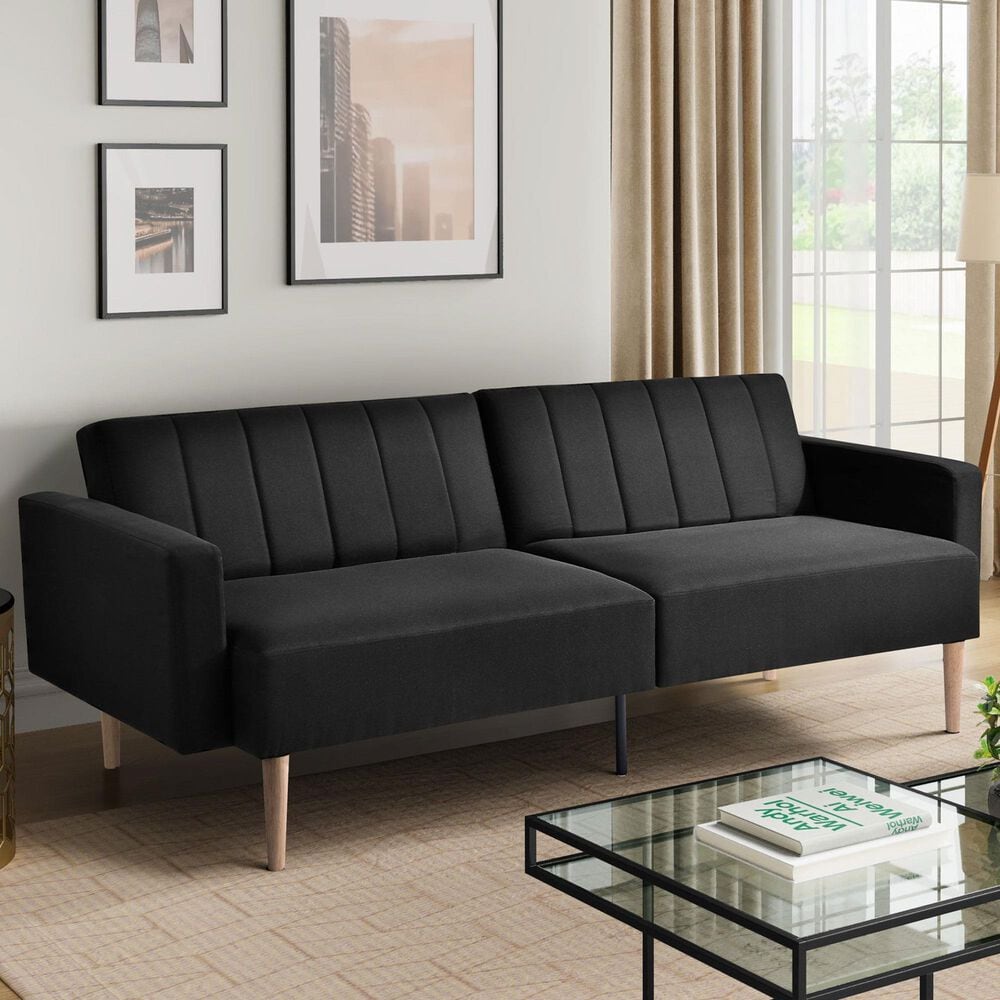 Lifestyle Solutions Foxtrox Covertible Sofa in Black Fabric, , large