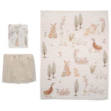 Lambs & Ivy Bunny Hop 3-Piece Crib Bedding Set in White and Ivory, , large