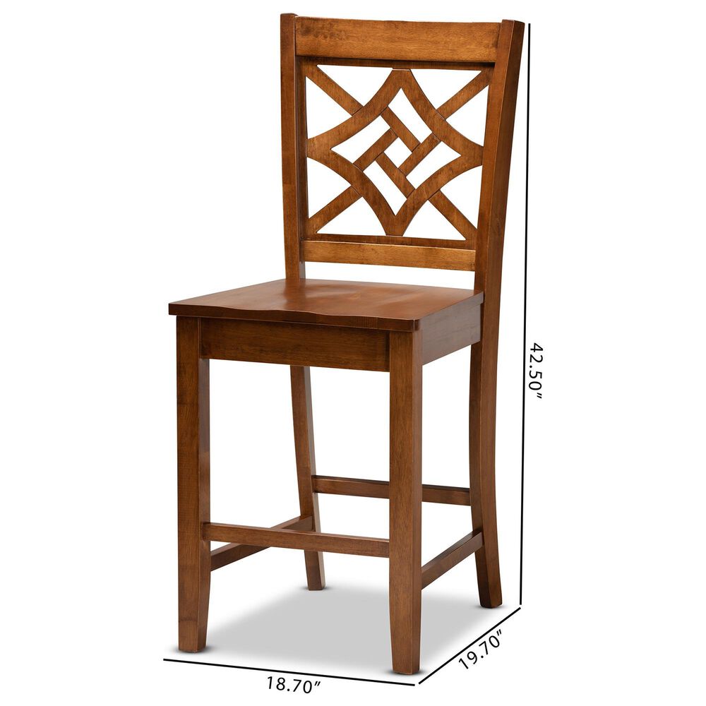 Baxton Studio Nicolette Counter Stool in Walnut Brown (Set of 2), , large