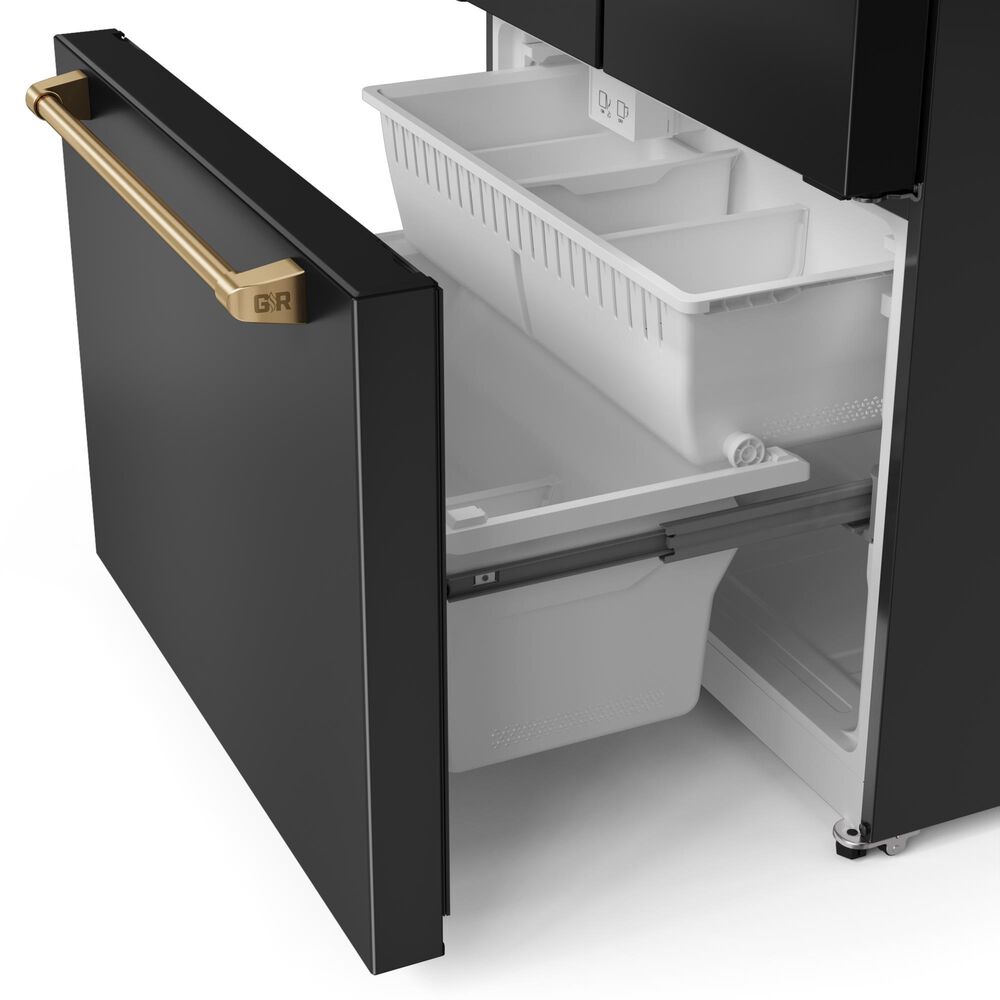 THOR KITCHEN Gordon Ramsay 20.3 Cu. Ft. Counter Depth French Door Refrigerator with Bronze Handle Kit in Black, , large